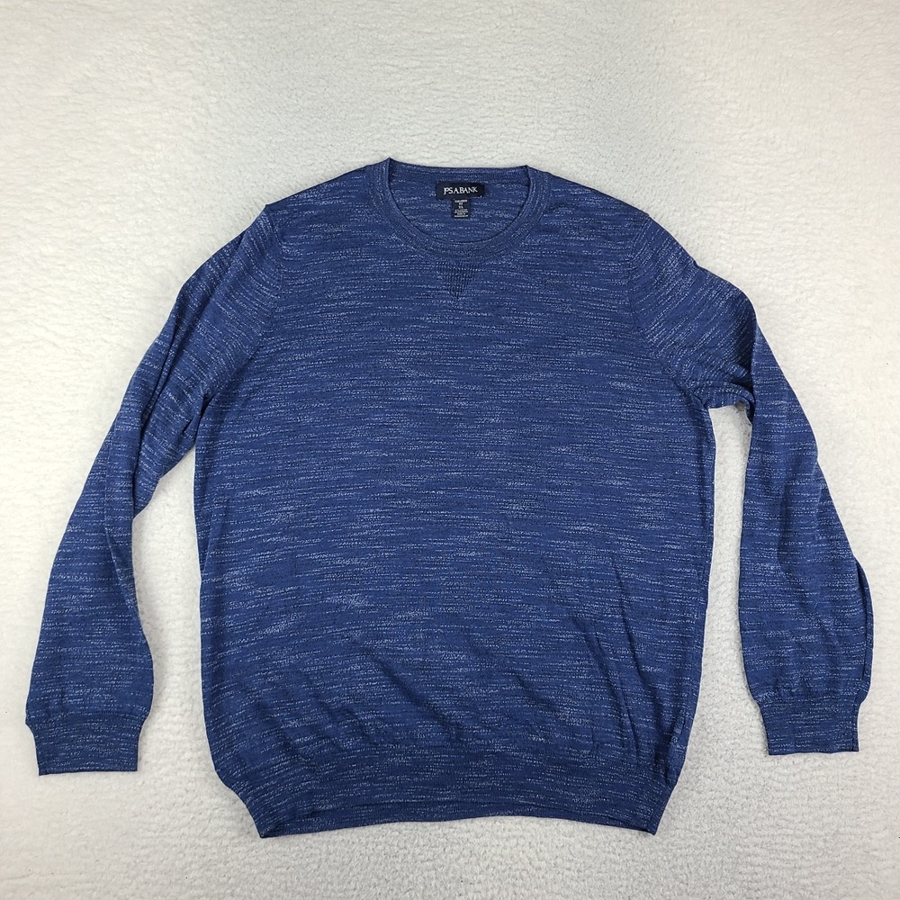 Jos A Bank Sweater Men XL Blue Tailored Fit Crewneck Sweatshirt Cotton Polyester